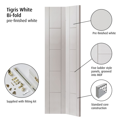 Tigris White Bi-fold Internal Door - Image 3